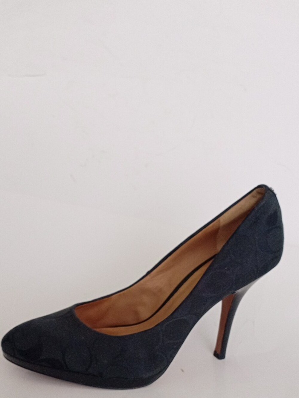 COACH Black Signature Monogram Pointed Toe Heels Size 10B | Designer Dress Shoes - Picture 10 of 17